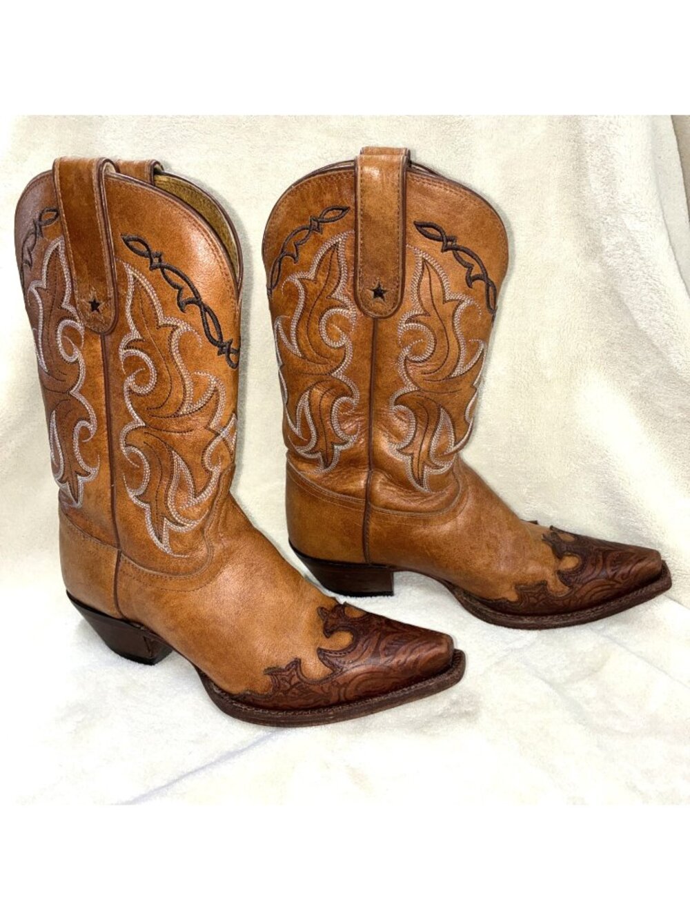 *VTG Tony Lama Vaquero Brown Leather Cowgirl Western Boots 6.5B #n